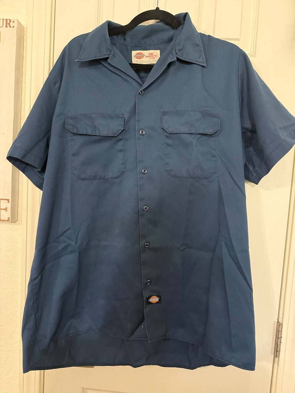 Dickies Men's Short Sleeve Twill Work Shirt in Navy Blue